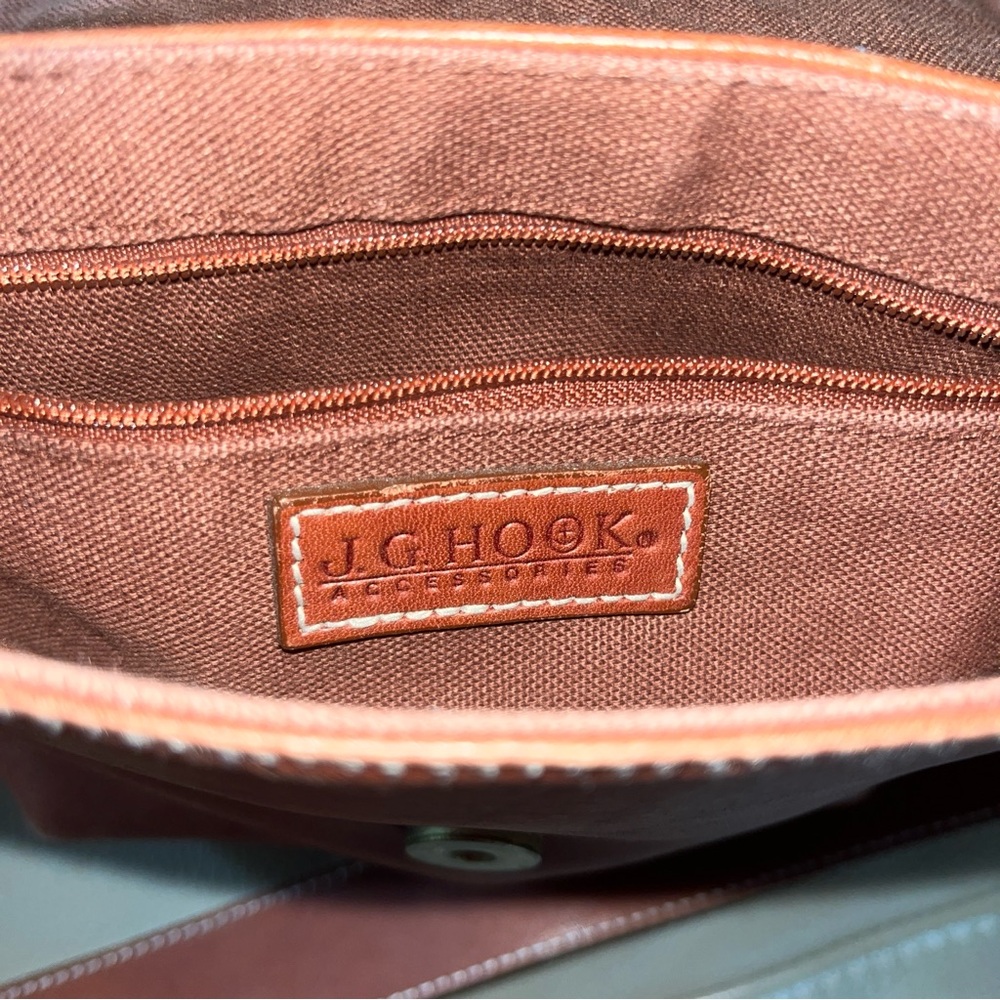 2 Leather Purses/ JG Hook & Unbranded Crossbody caramel/ brown flap over Vintage - Picture 9 of 16